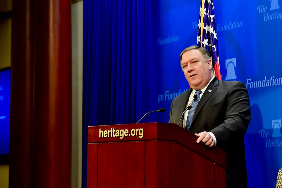 U.S. Secretary of State Mike Pompeo delivers a speech, “After the Deal: A New Iran Strategy”, at the Heritage Foundation, in Washington, D.C, on May 21, 2018. [State Department photo/ Public Domain]