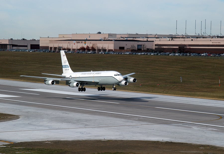 An OC-135B Open Skies aircraft takes off from Offutt Air Force Base, Neb.  (Photo: Josh Plueger)
